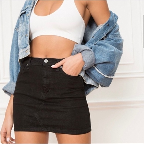 NWOT FREE PEOPLE TEAGAN BLACK DENIM SKIRT SIZE SMALL - Picture 2 of 16